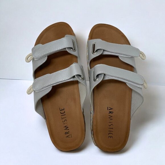 Armistice Womens Silver Adjustable Strap Cork & Rope Sandals Size 39/8.5 - Picture 7 of 8